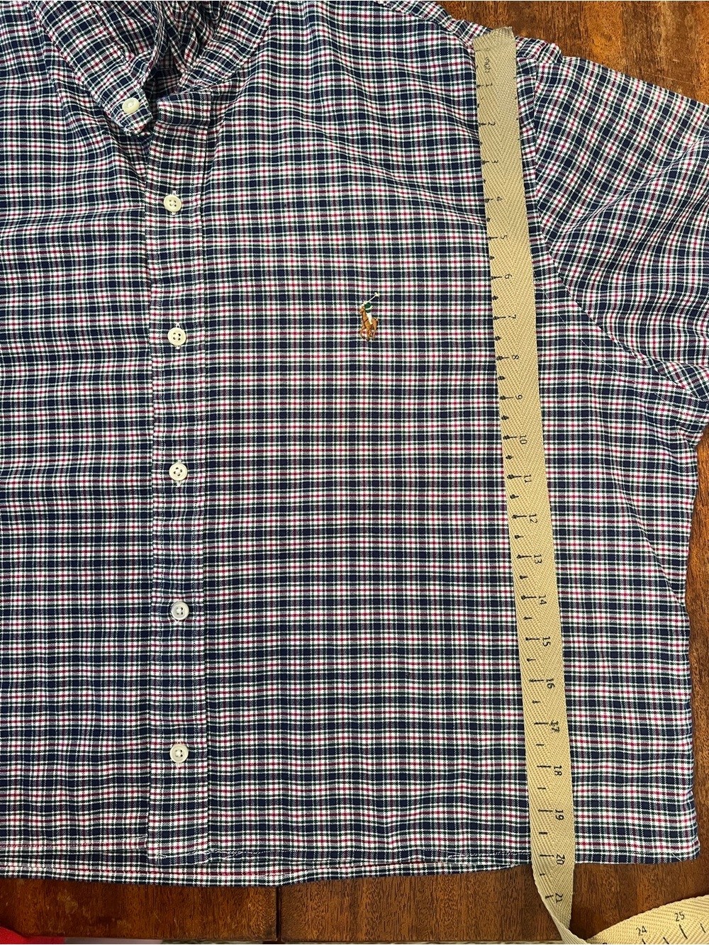 Upcycled Men’s Ralph Lauren Plaid Button-Down in Navy, Red, White, Green - Picture 5 of 5